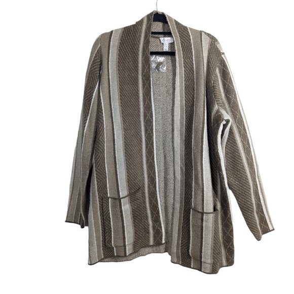 NEW D&Co Striped Cardigan Size Large - Picture 1 of 7